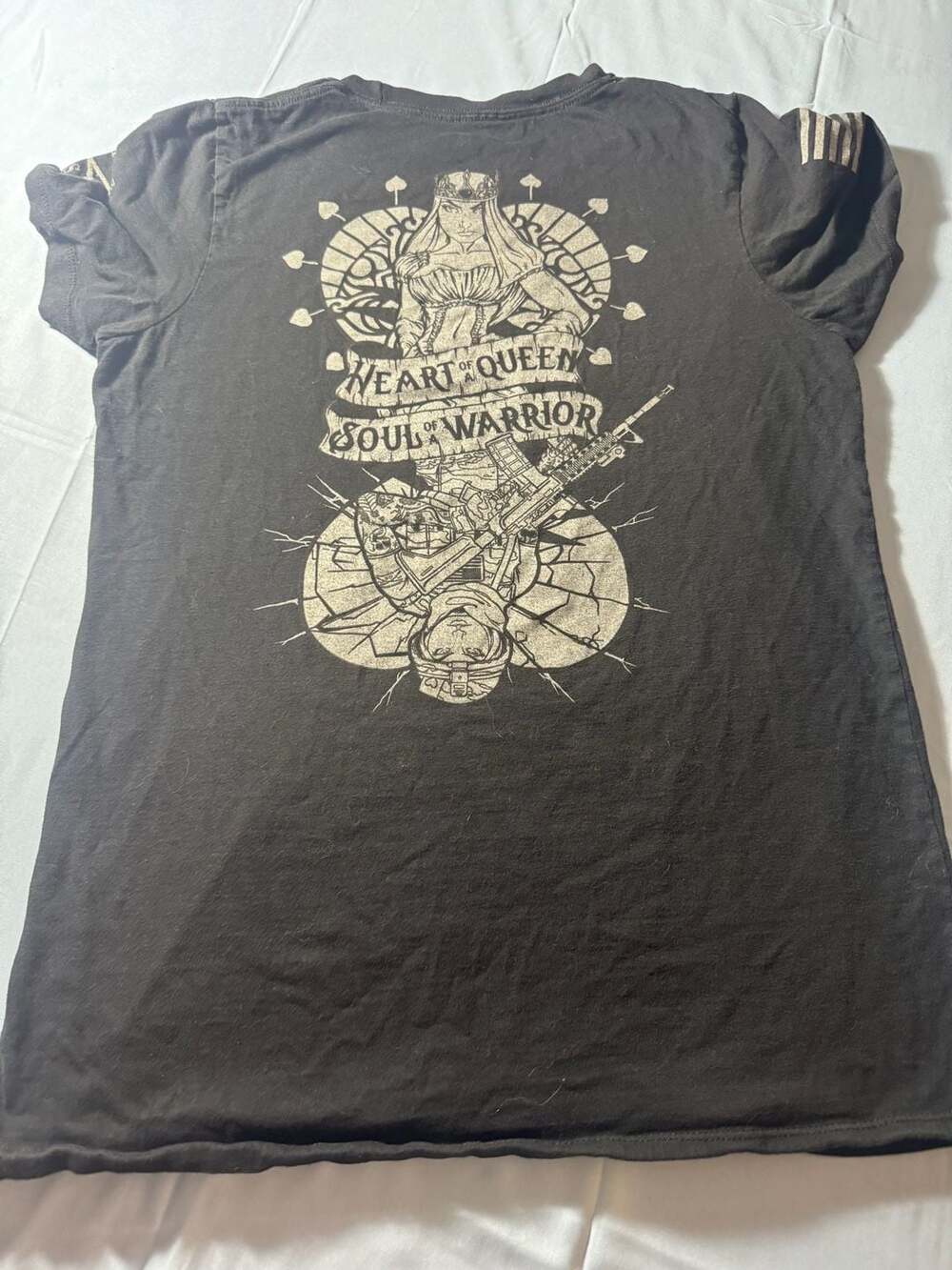 Grunt Style Women's 'Heart of a Queen, Soul of a Warrior' T-Shirt, Black, Large